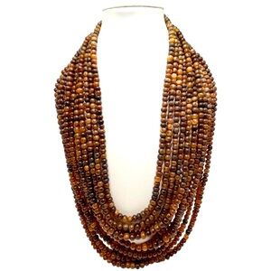 Monies Vintage Gerda Lynggaard‎ 11-Strand Horn Necklace Women's 24" Brown